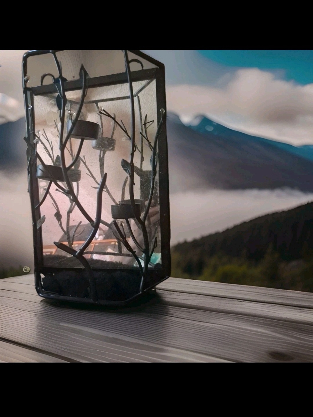 Black Decorative Metal & Glass Lantern - Home Accents
